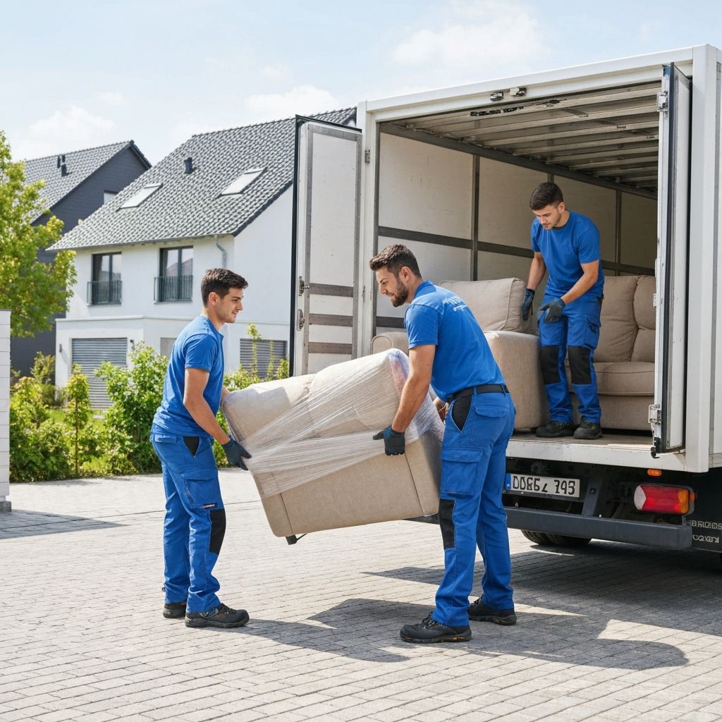 Professionelle Umzugshelfer bei der Arbeit